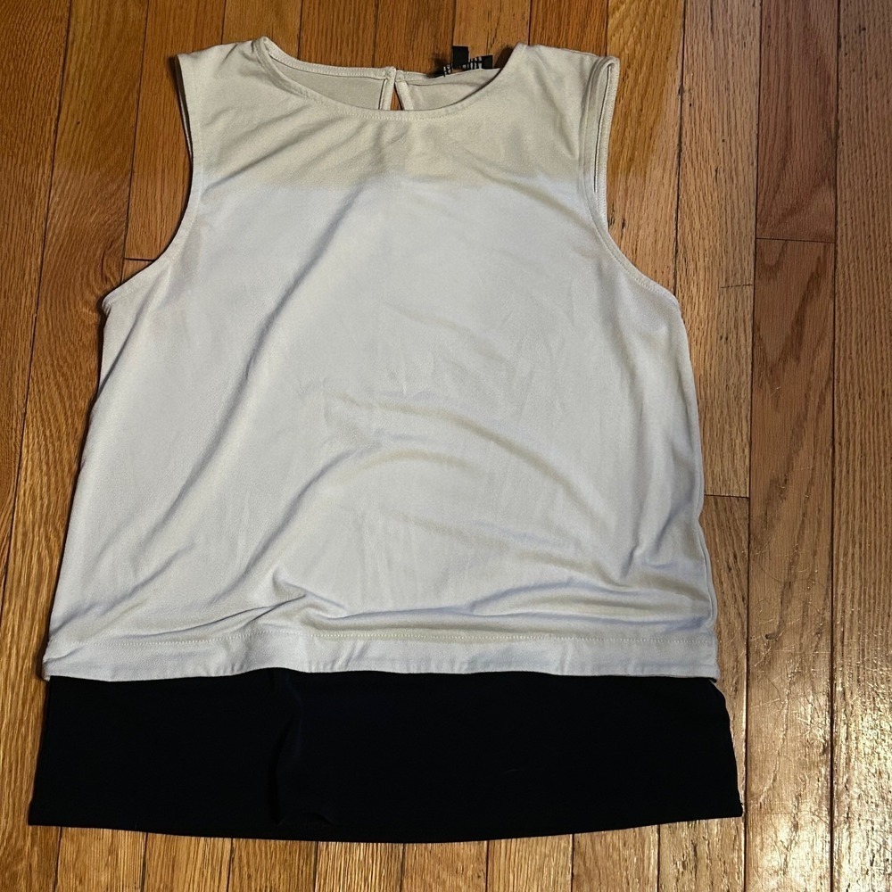 The Limited Sleeveless White Blouse with‎ Black Trim Size Small T41-65